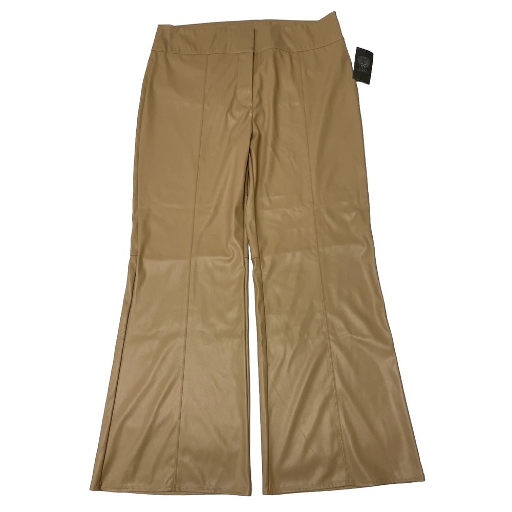 NWT Vince Camuto Faux Leather Pant Camel Brown Flared Legs Women's‎ Large